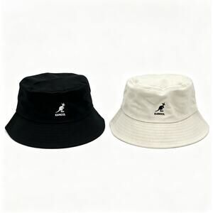 2X Kangol Washed Bucket Hat Cotton Flat-topped Fisherman Hat Black/Beige M